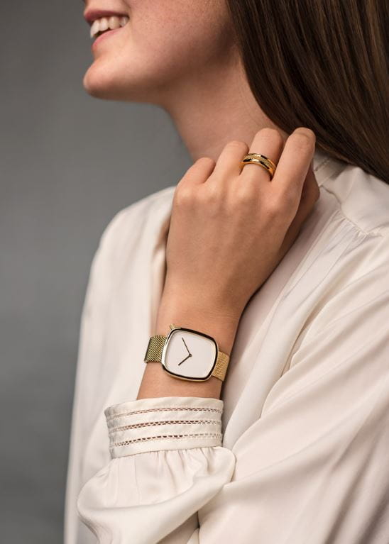 Bering Pebble 34mm Polished gold Watch