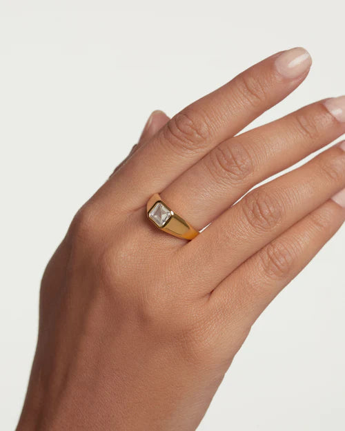 PdPaola Gold Square Shimmer Stamp Ring