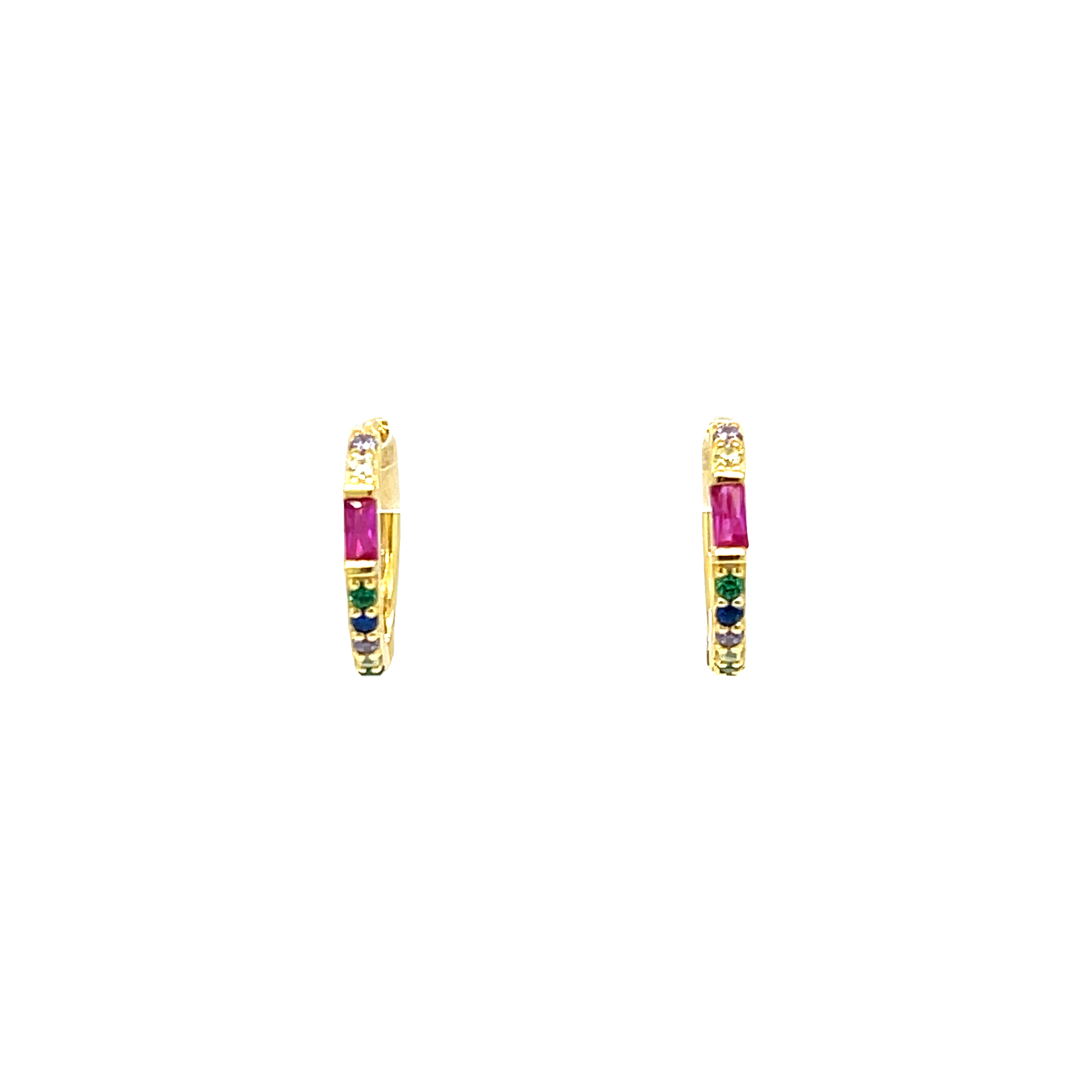 Gold Plated Multi Coloured Huggie Earrings