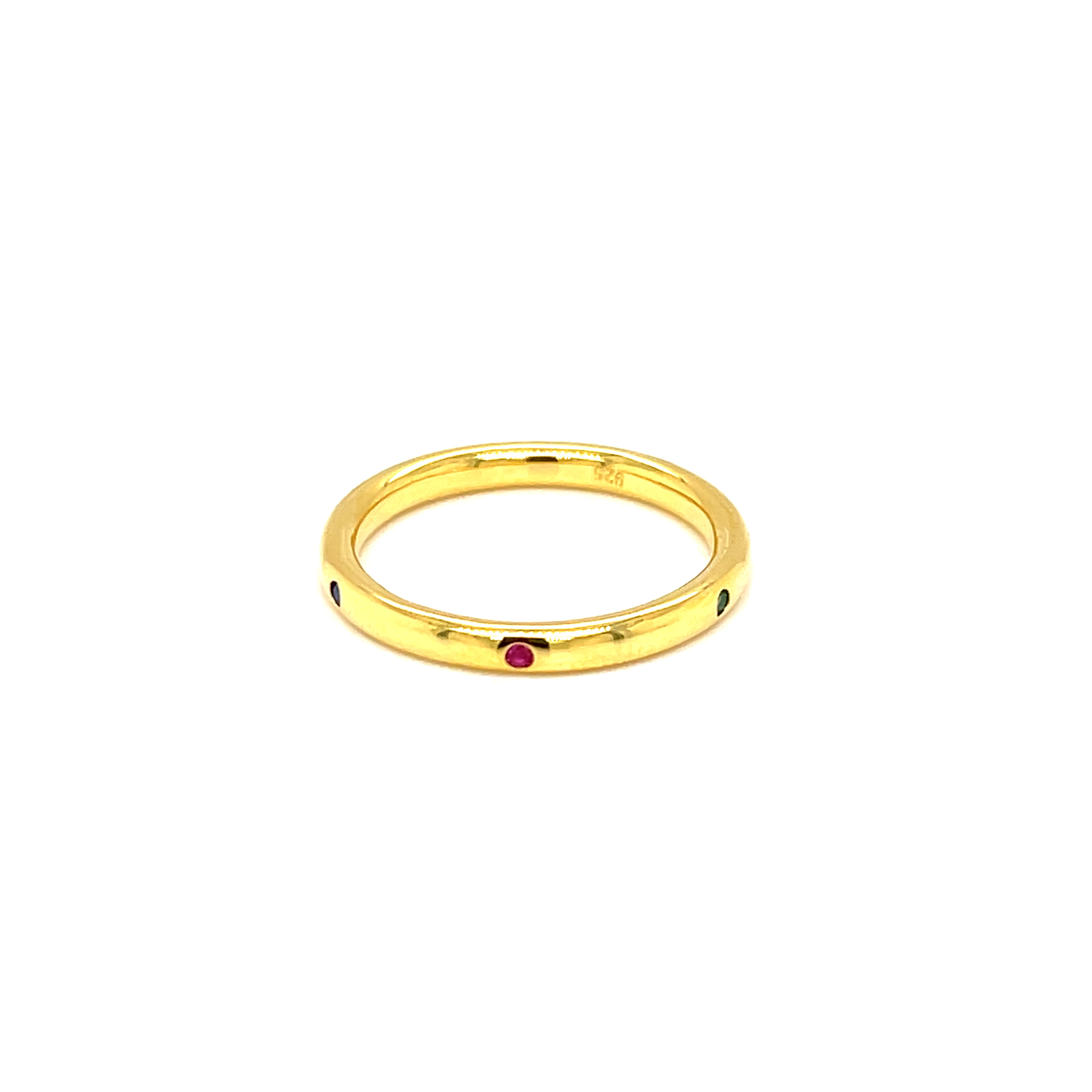 Gold Plated Green, Blue and Pink Cubic Zirconia Simple Ring