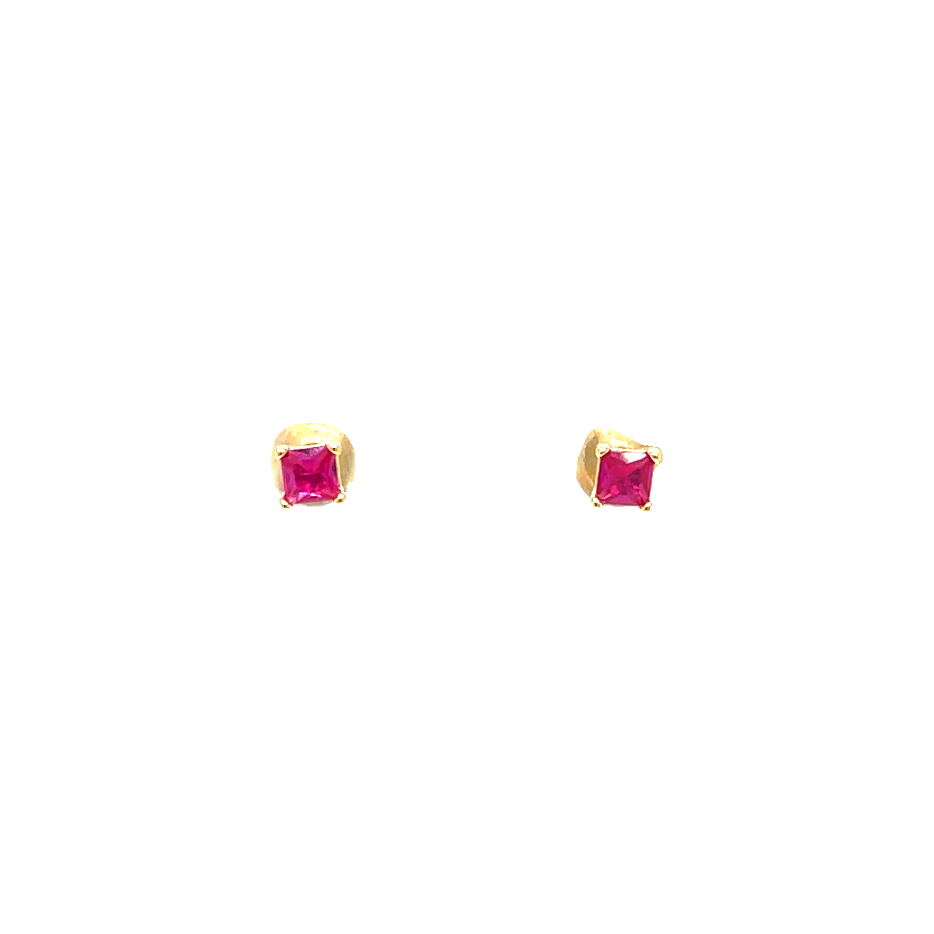 Gold Plated Square Pink Claw Set Cubic Zirconia Studs