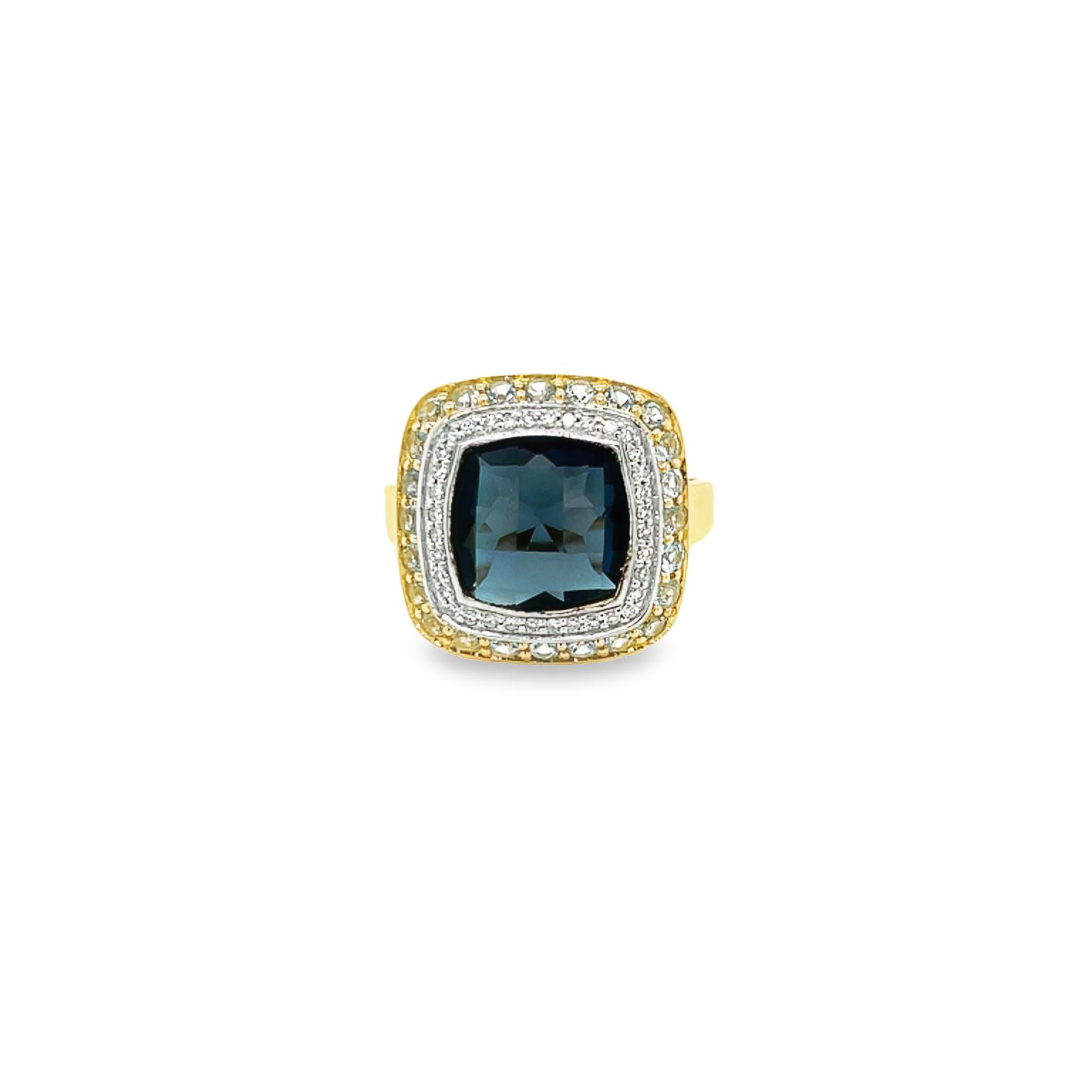 Swiss Blue Ring 9ct Yellow Gold London Blue Topaz Ring