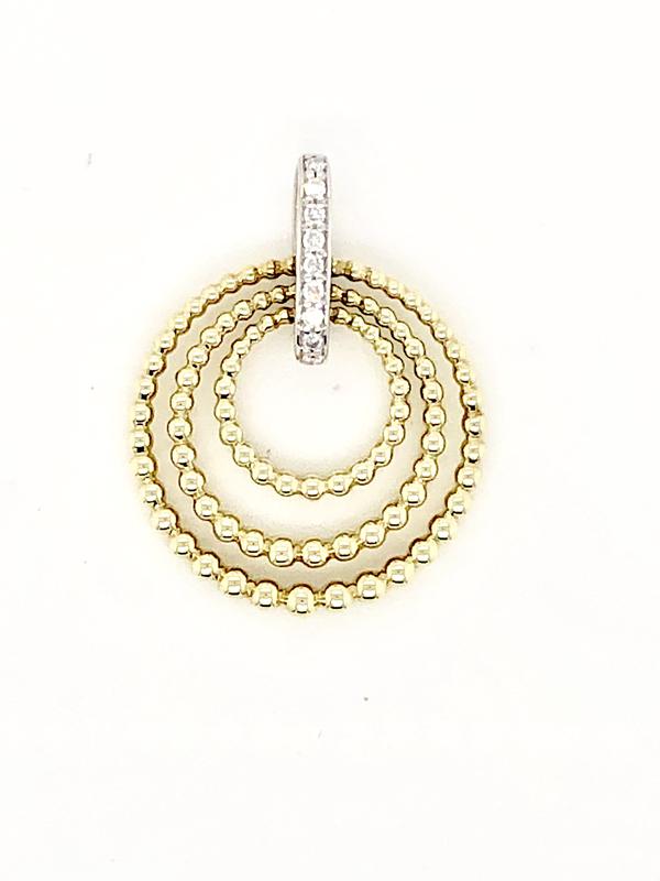 9ct Two Tone Yellow Gold and White Gold Diamond Pendant