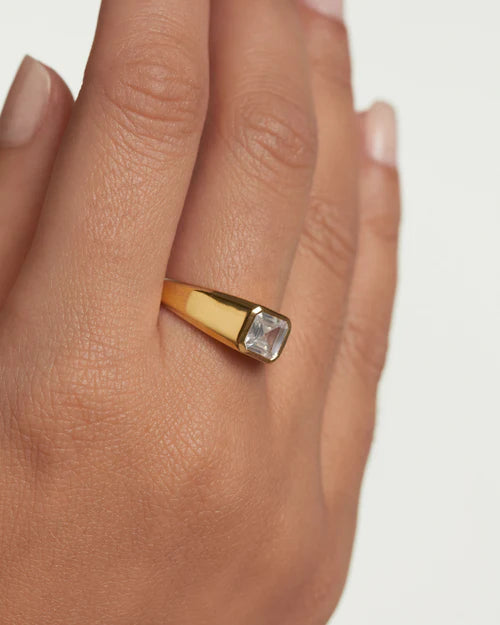 PdPaola Gold Square Shimmer Stamp Ring
