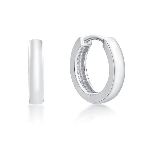 Sterling Silver 12mm Plain Huggie Earrings