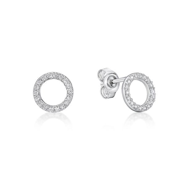 Sterling Silver CZ Circle Studs
