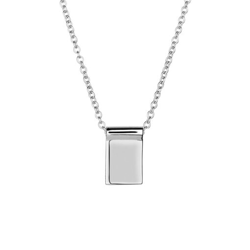 Sterling Silver Large Square Bar Necklace