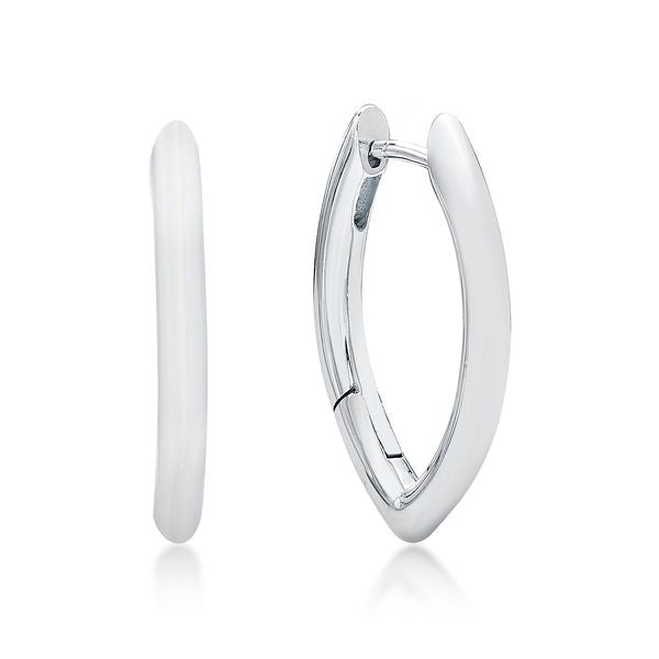 Sterling Silver Tube Marquise Shape Huggies