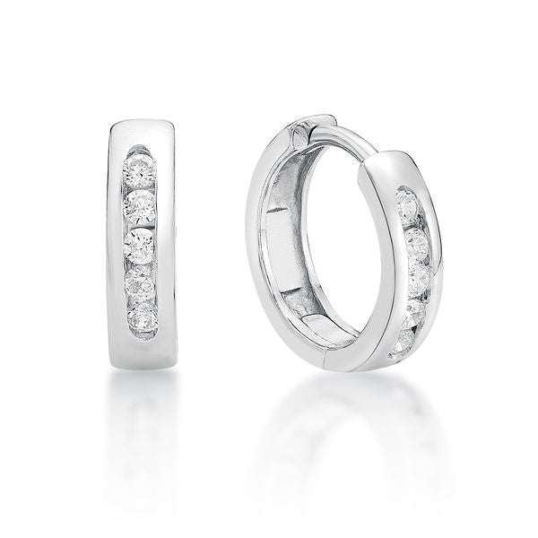 Sterling Silver Channel Set Huggie Earrings