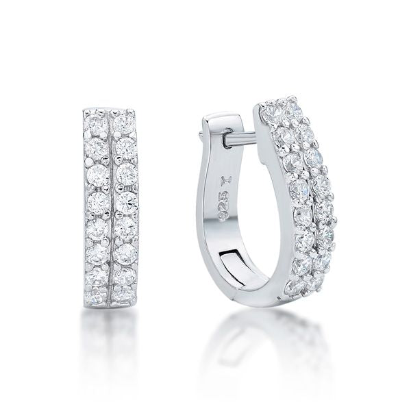 Sterling Silver Cubic Zirconia Huggie Earrings