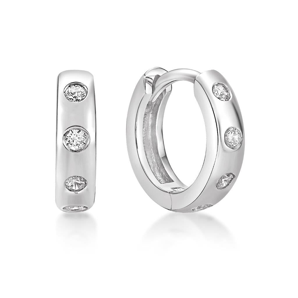 Sterling Silver Hammer Set Huggies