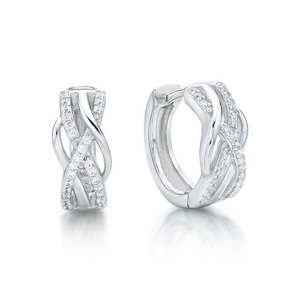 Sterling Silver Cross Over Huggies