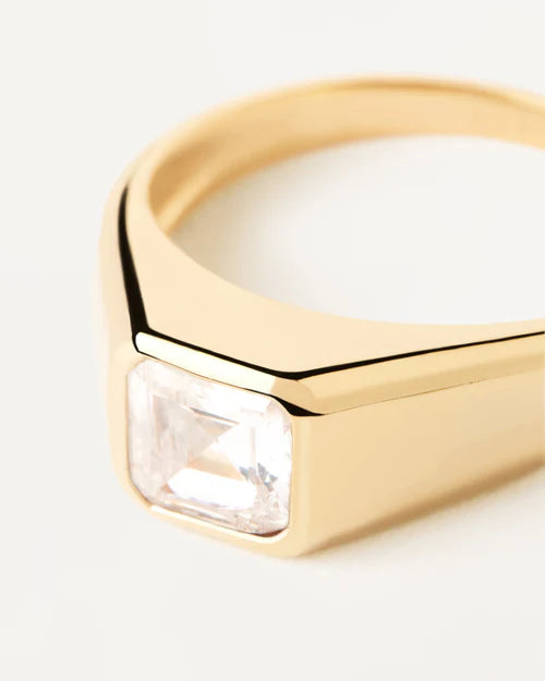 PdPaola Gold Square Shimmer Stamp Ring