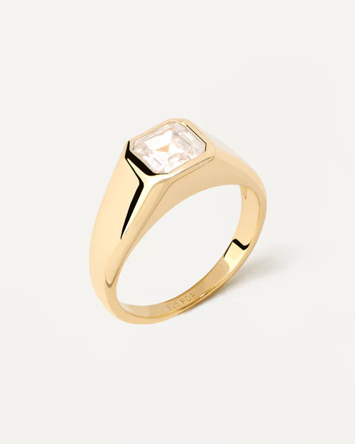 PdPaola Gold Square Shimmer Stamp Ring