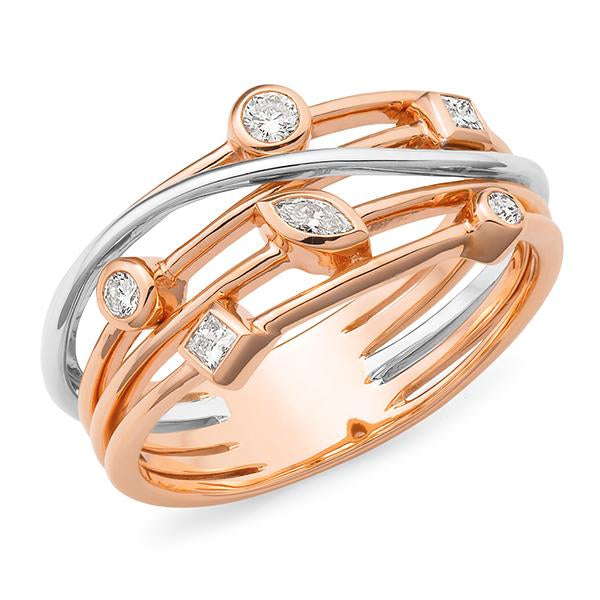 0.21ct Diamond Bezel Set Dress Ring in 9ct Rose & White Gold