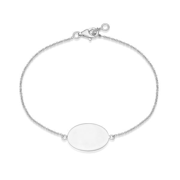 Sterling Silver Engravable Oval Disc Bracelet