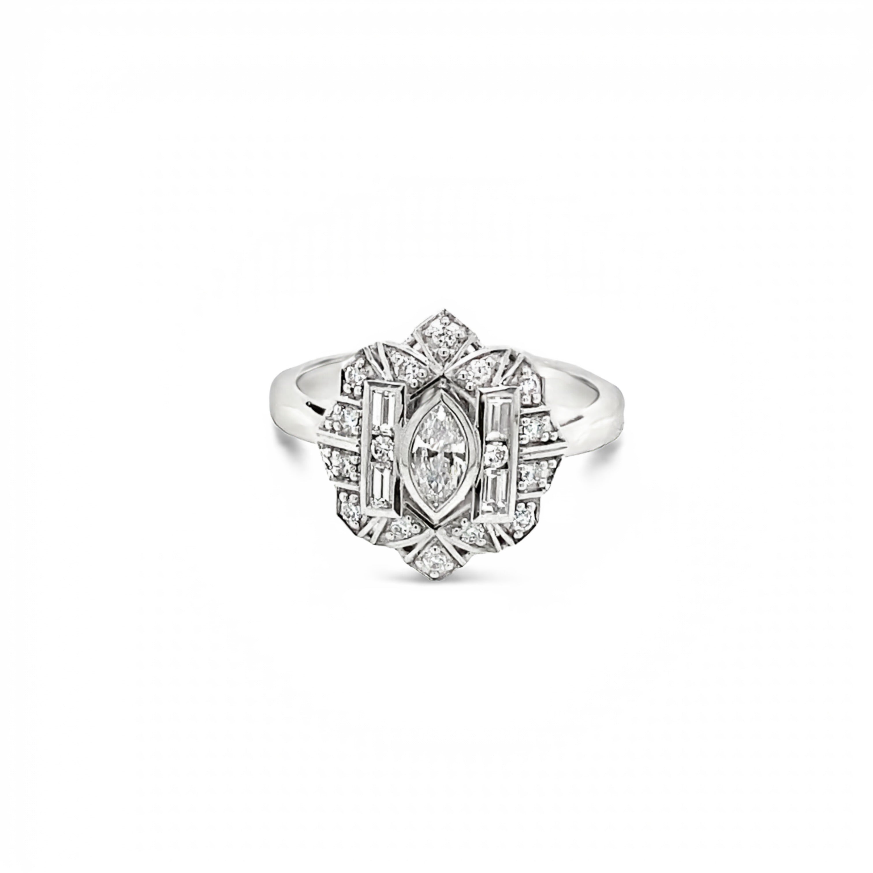 18ct White Gold Marquise Diamond Dress Ring