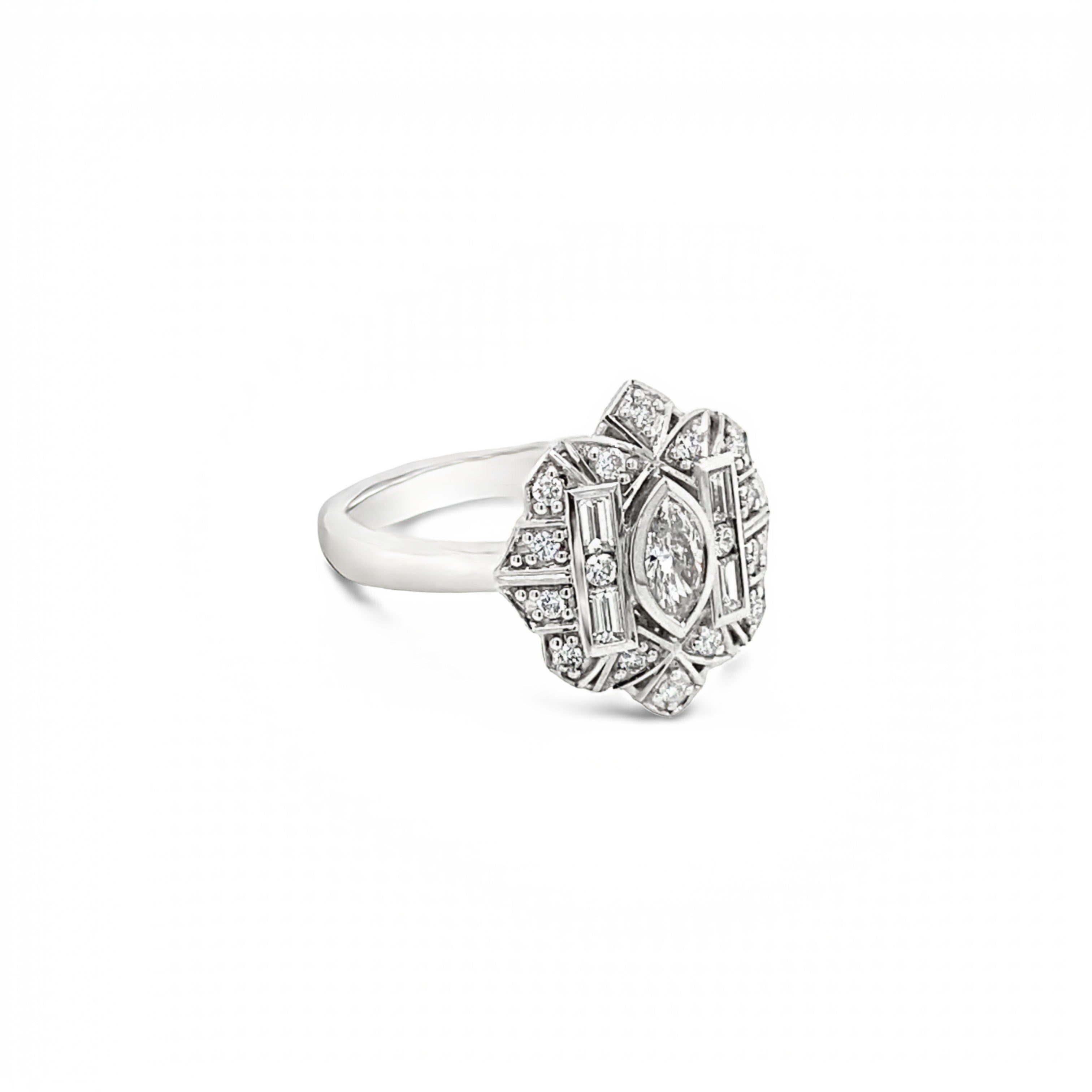 18ct White Gold Marquise Diamond Dress Ring
