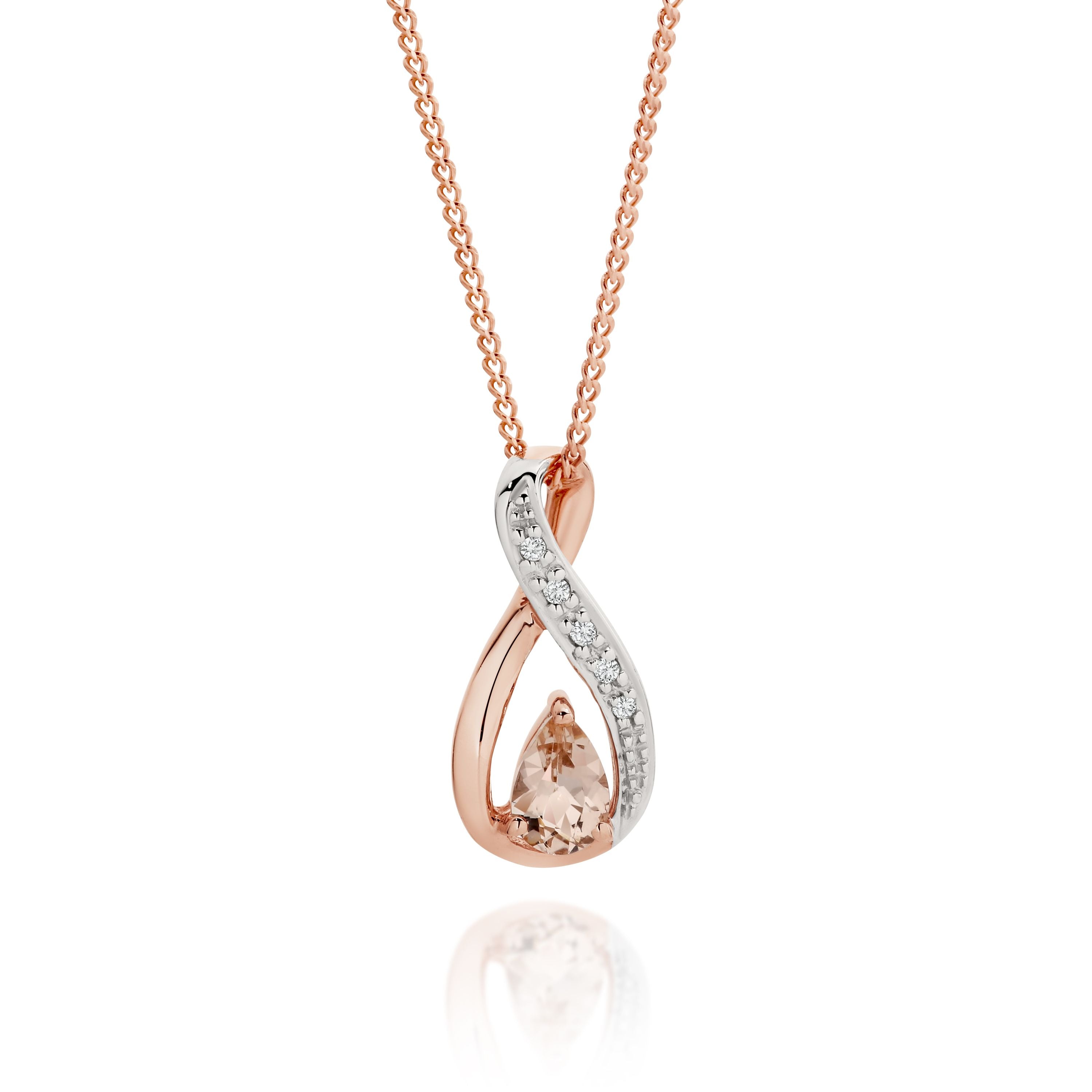9ct Rose Gold Morganite and Diamond Infinity Slider Pendant
