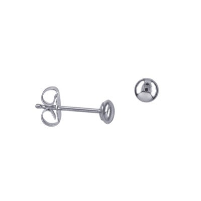 Sterling Silver 3mm - 4mm Heavy Flattered Ball Stud Earrings