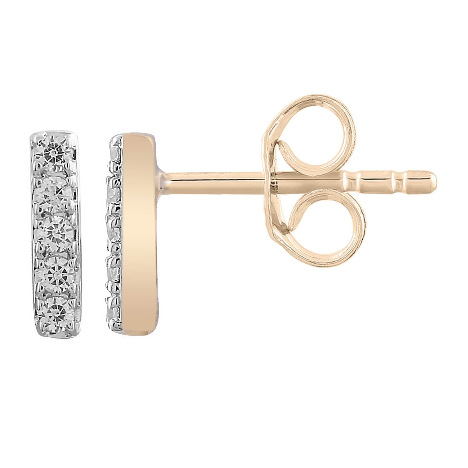 Yellow Gold 0.10ct Bar Diamond Stud Earrings