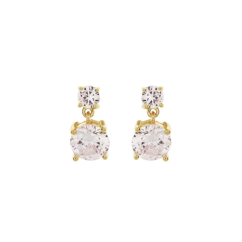 Yellow Gold Janie Round Brilliant Drop Earrings