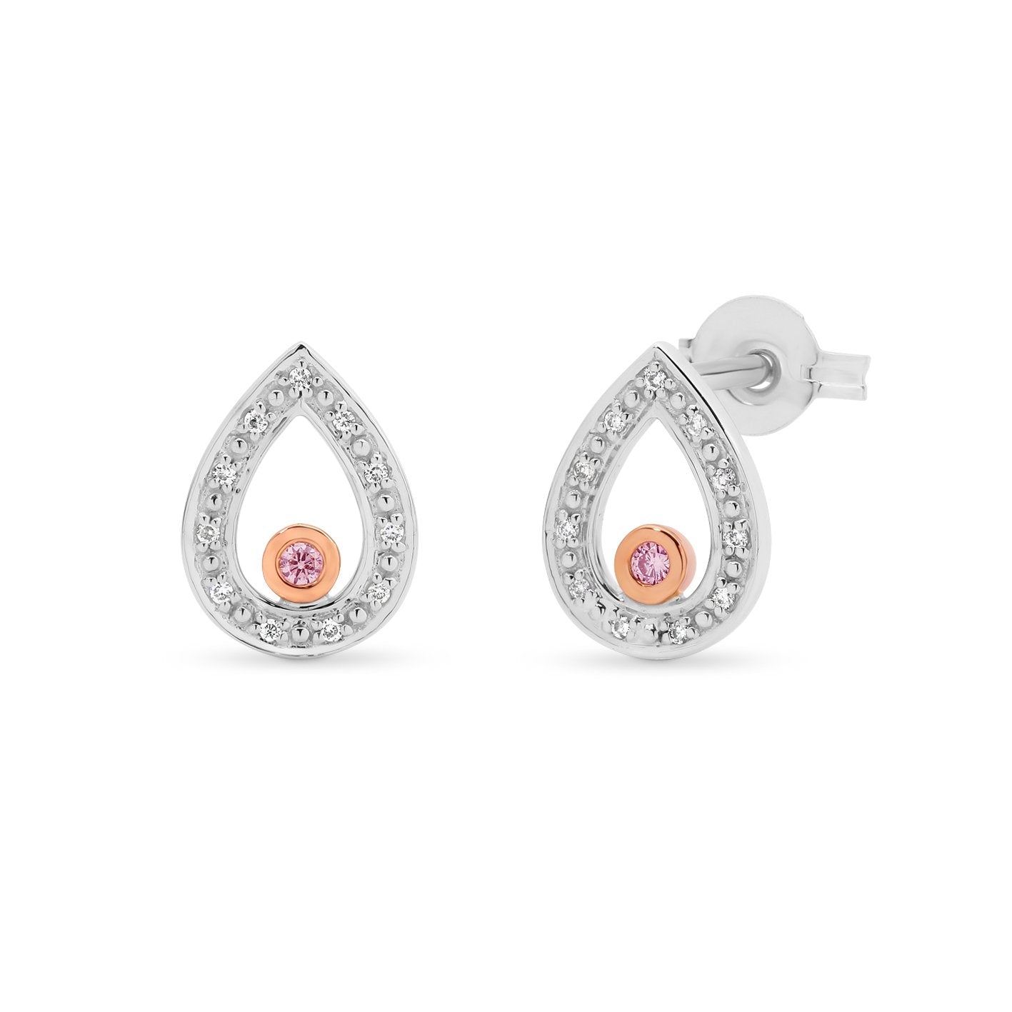 PINK CAVIAR 0.068ct Pink Diamond Earrings in 9ct White Gold