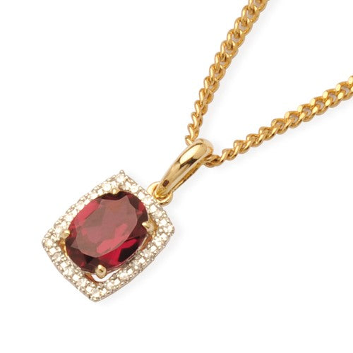 Yellow Gold Rhodolite Garnet & Diamond Pendant