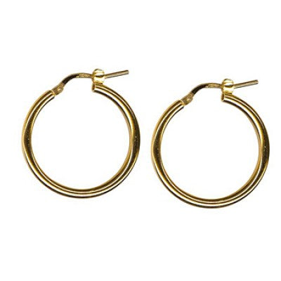 Gold Plated Italian Plain Hoops- 20mm
