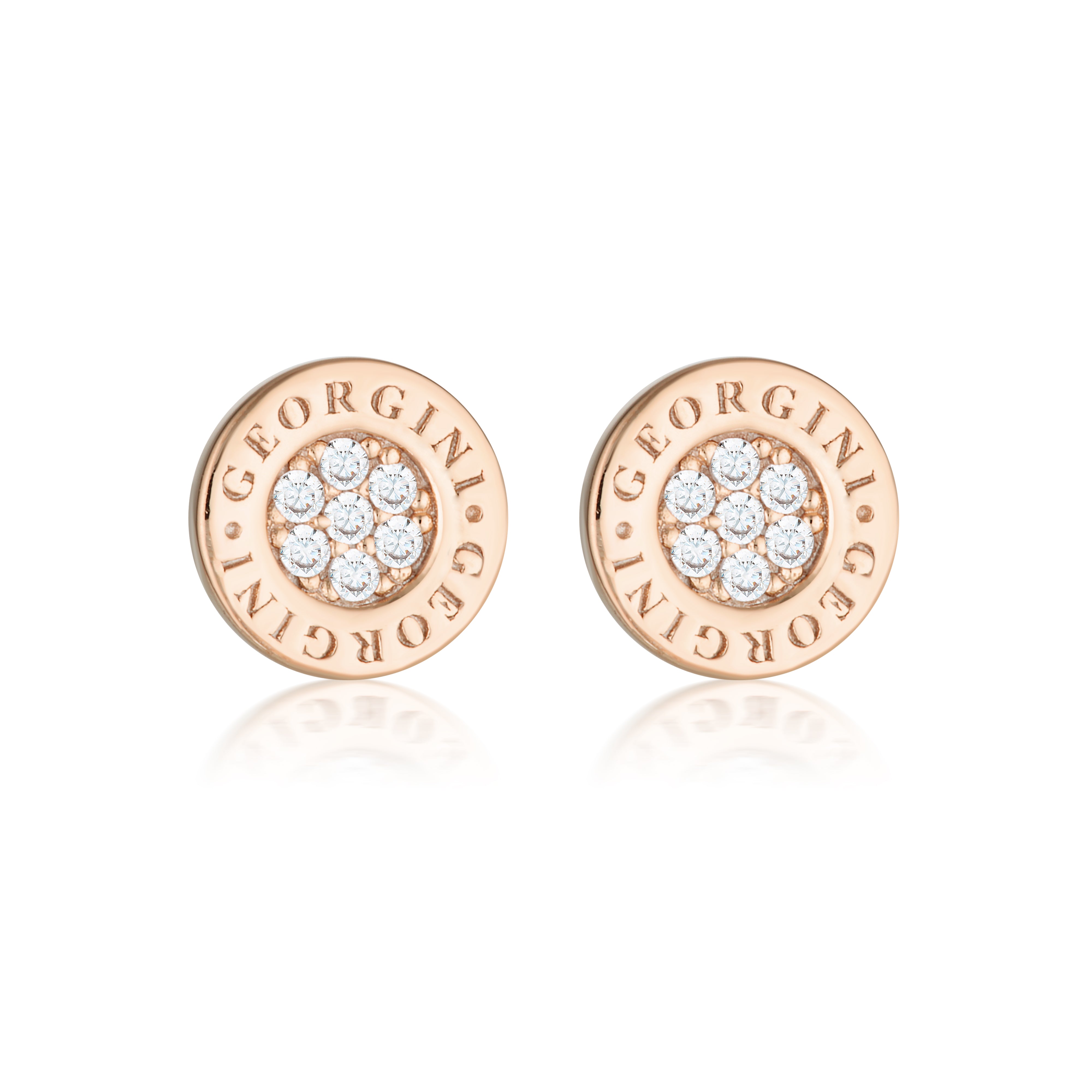 Georgini Reflection Signature Stud Earrings - Rose Gold