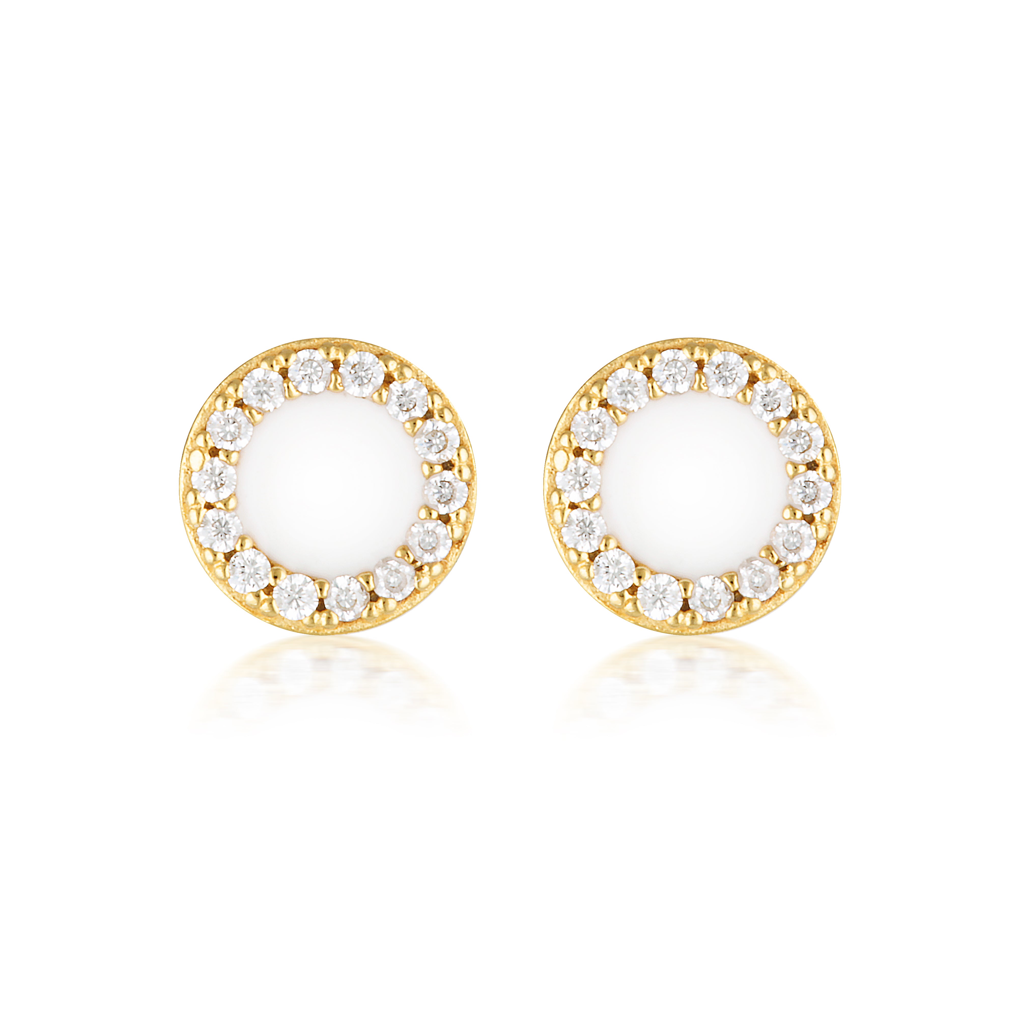 Georgini Reflection Enamel Stud Earrings Gold & White