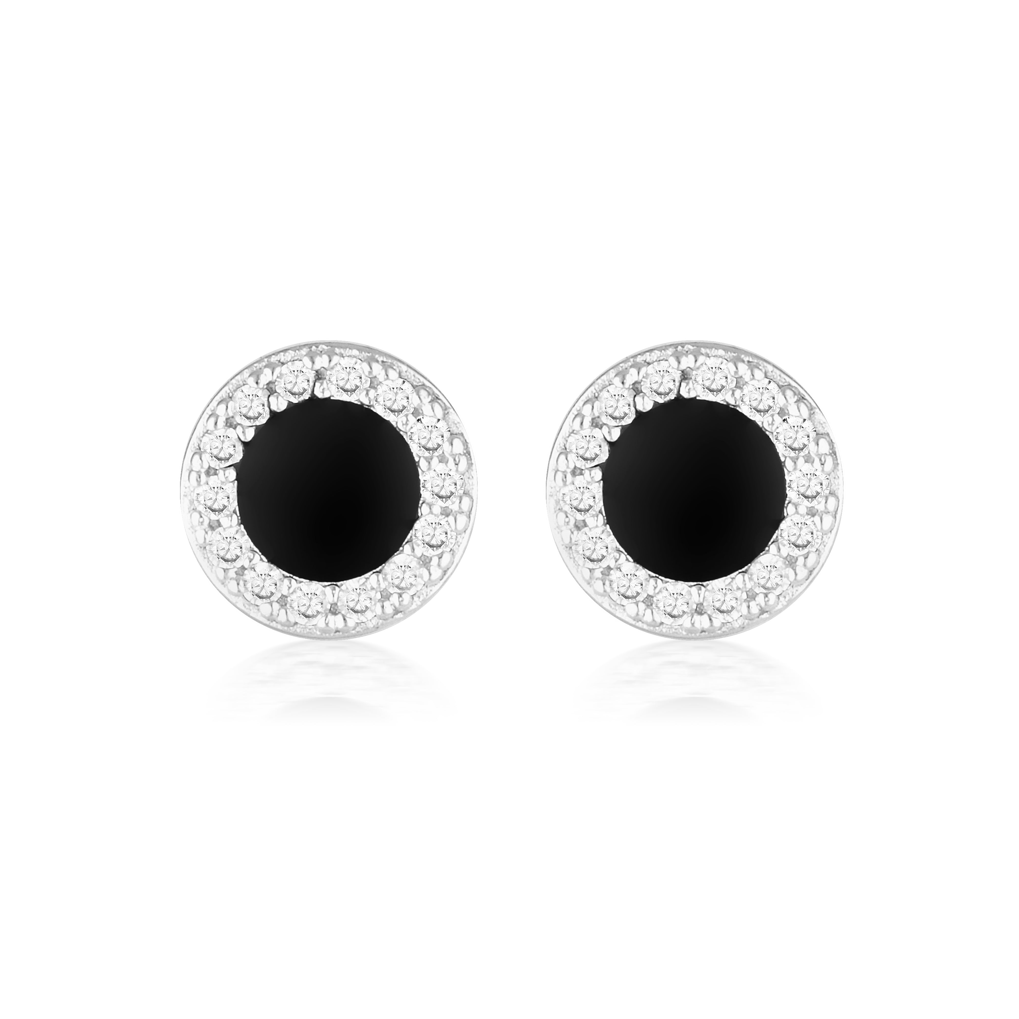 Georgini Reflection Enamel Stud Earring Silver & Black