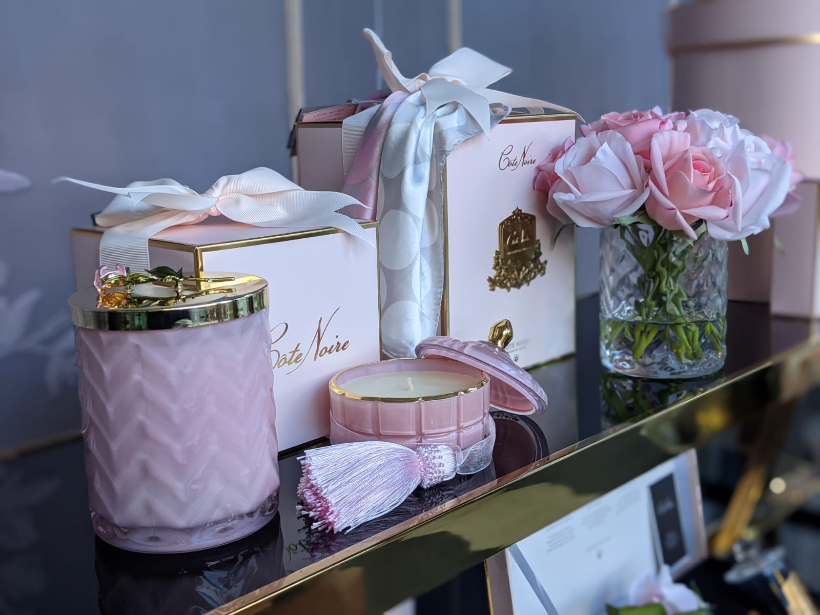 Cóte Noire Pink Art Deco Candle- Pink Champagne