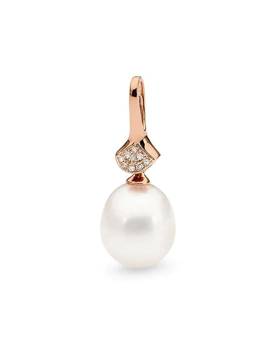 La Perla Pendant 9ct Rose Gold Pearl and Diamond Pendant Aspire