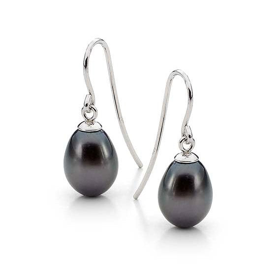 Sterling Silver Drop Freshwater Pearl Shepard Hook Earrings- 7.5-8mm
