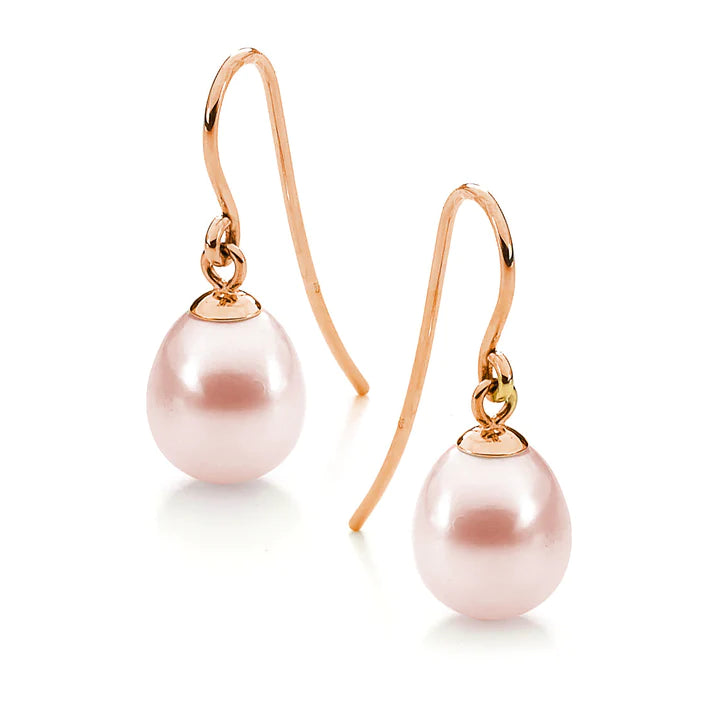 Rose gold online pearl dangle earrings
