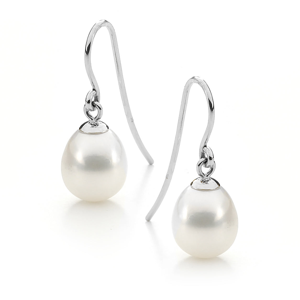 Sterling Silver Drop Freshwater Pearl Shepard Hook Earrings- 7.5-8mm