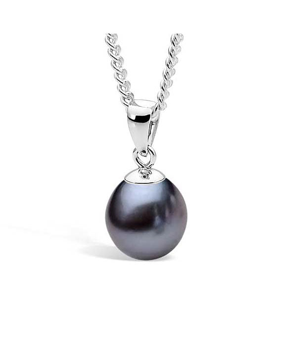 Sterling Silver Drop Freshwater Pearl Pendant- 9-9.5mm
