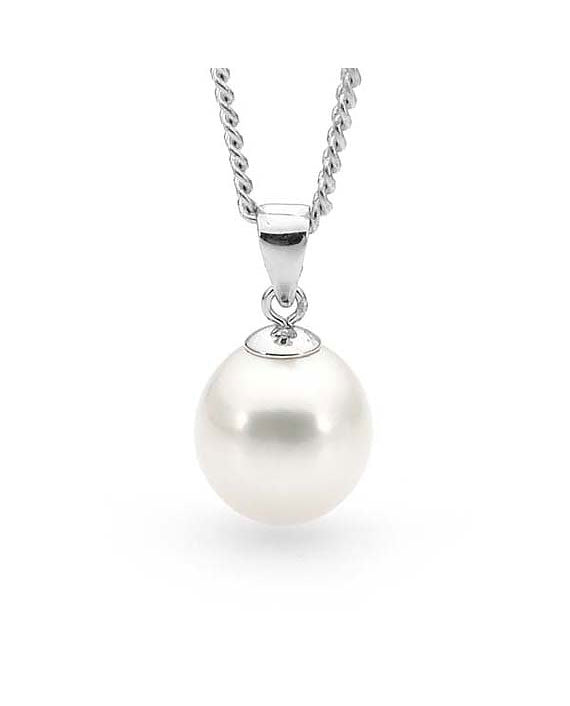 Sterling Silver Drop Freshwater Pearl Pendant- 9-9.5mm