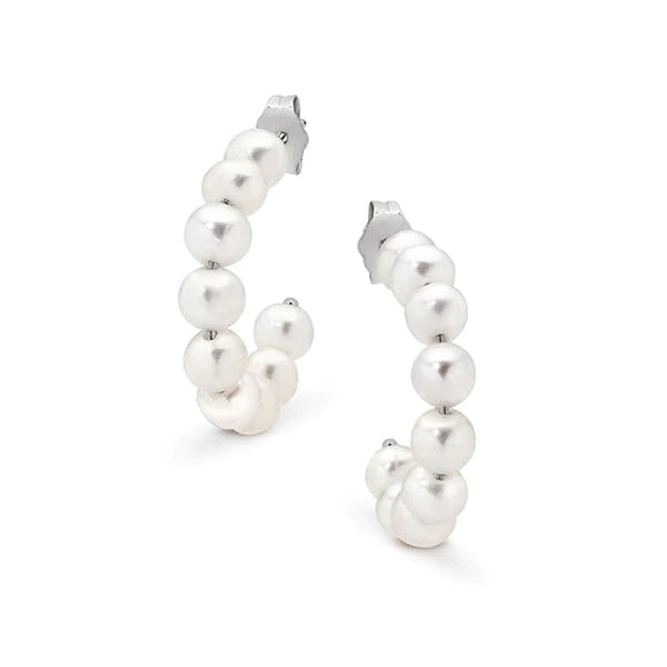 Sterling Silver Freshwater Pearl Hoop Earrings
