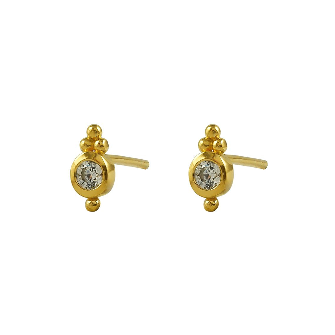 Gold Plated Cubic Zirconia Stud Earrings