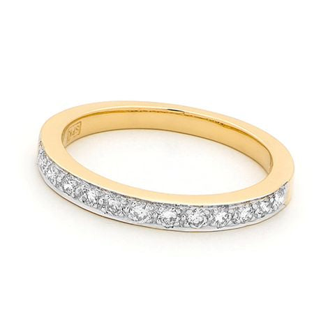 18ct Yellow Gold Bead Set Diamond Ring 0.33ct