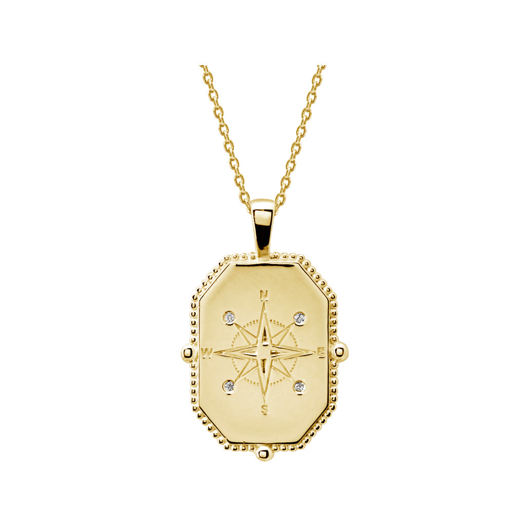 Murkani Compass Necklace Yellow Gold Plate