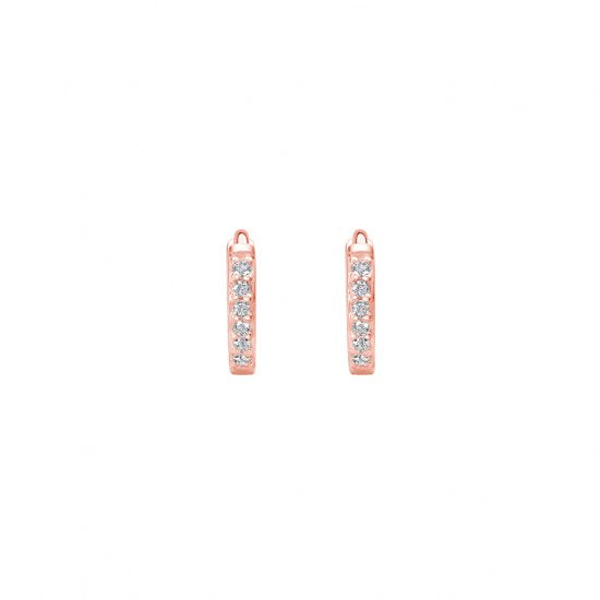 Murkani Petites 9mm Hoop Earrings With White Topaz In Rose Gold Plate