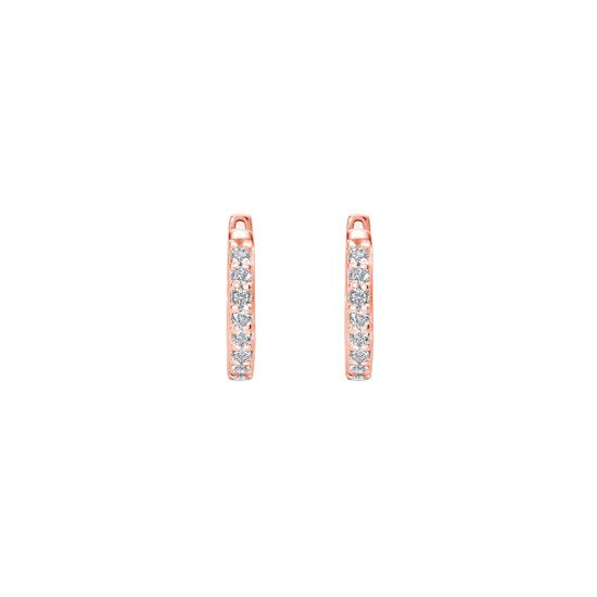 Murkani Petites 11mm Hoop Earrings With White Topaz In Rose Gold Plate