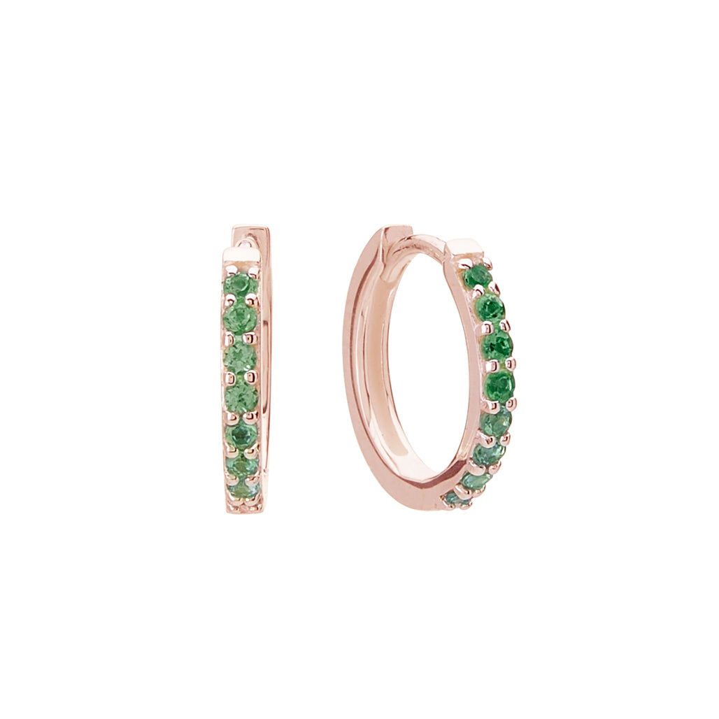Murkani 13mm Huggies- Green Quartz in Rose Gold Plate