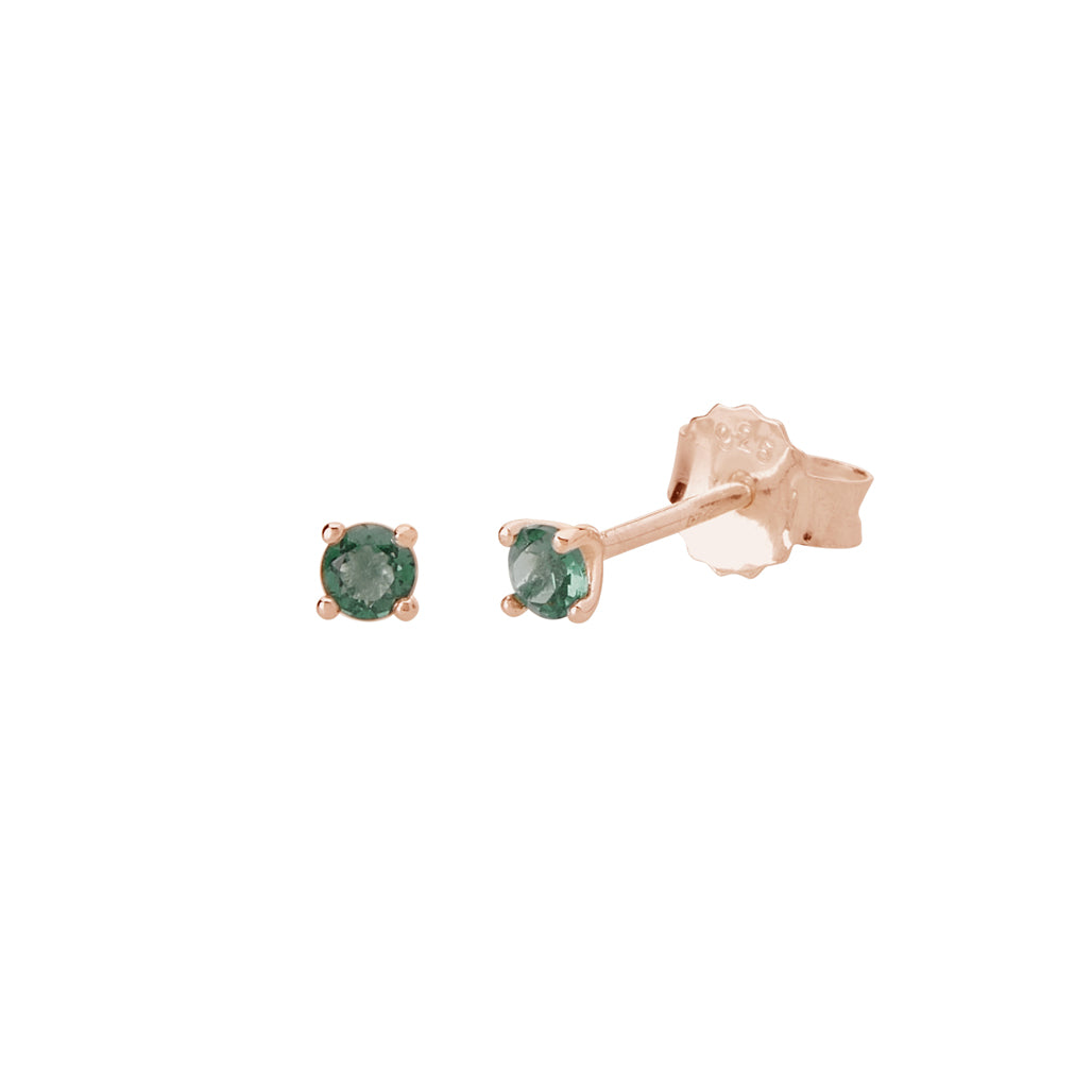 Murkani Rose Gold Plated 3mm Green Quartz Stud Earrings