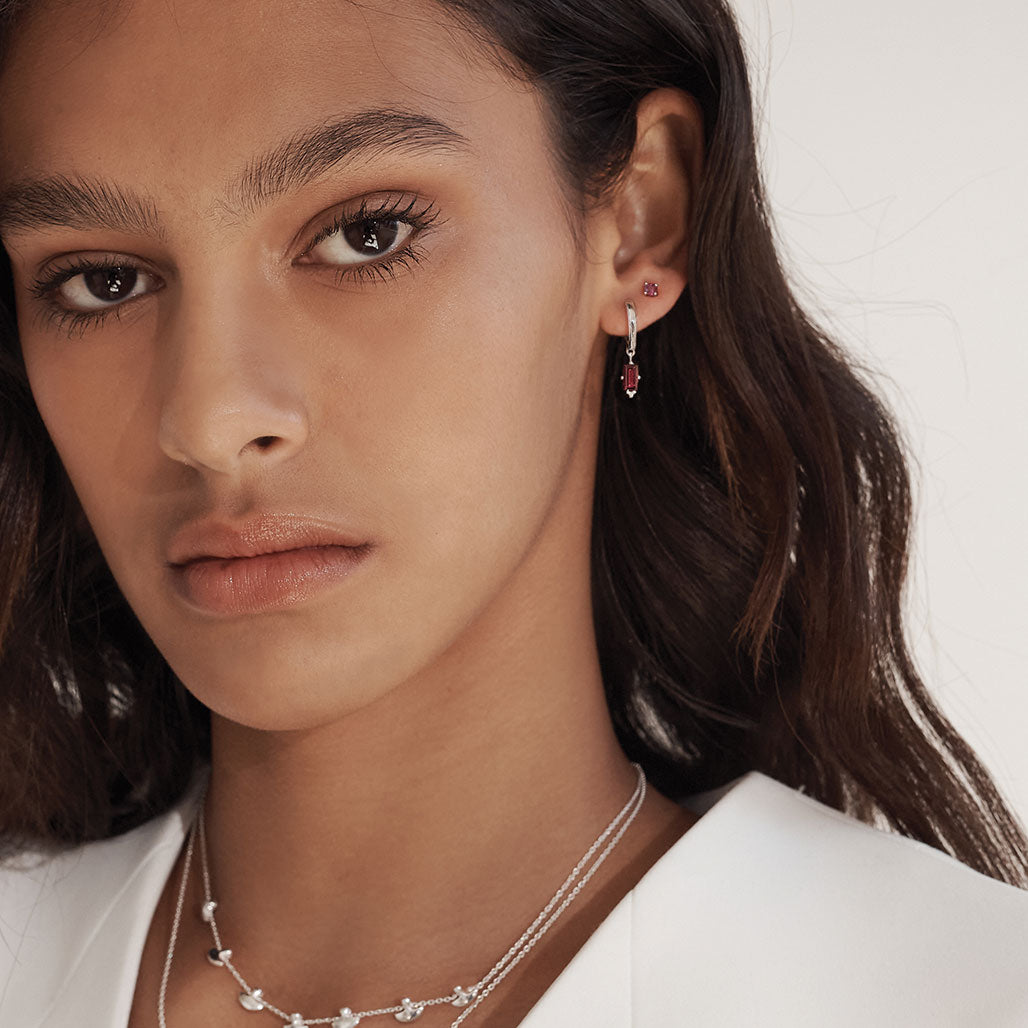 Murkani 3mm Stud Earrings - Pink Rhodolite in Sterling Silver