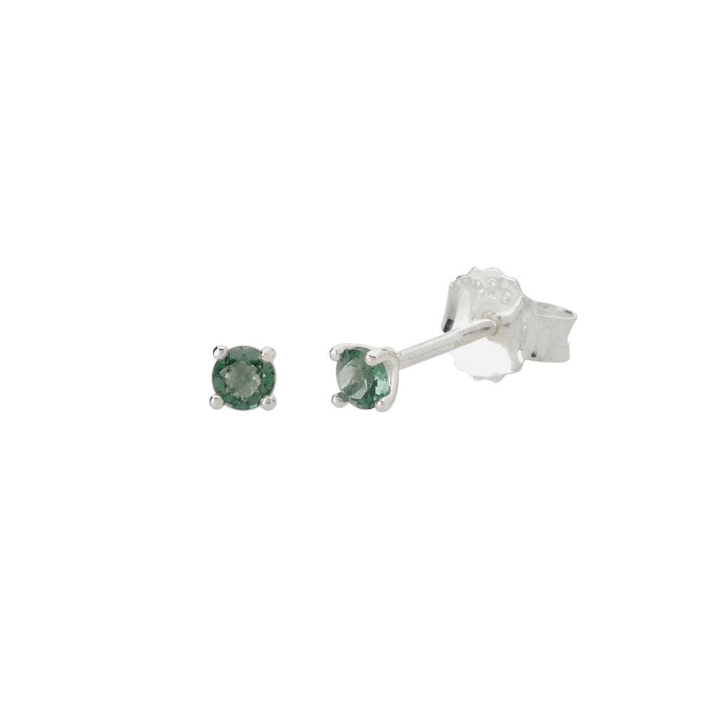 Murkani 3mm Green Quartz Stud Earrings