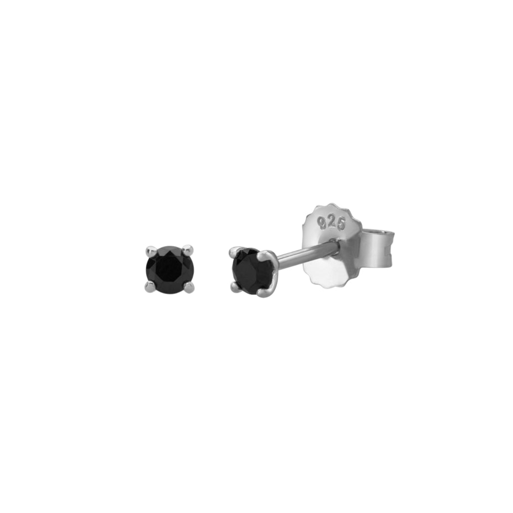Murkani 3mm Stud Earrings - Black Spinel in Sterling Silver